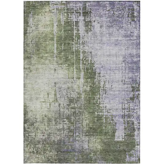 Olive Green And Purple Abstract Washable Indoor Outdoor Area Rug Photo 7