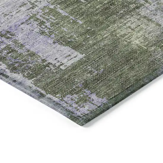 Olive Green And Purple Abstract Washable Indoor Outdoor Area Rug Photo 5