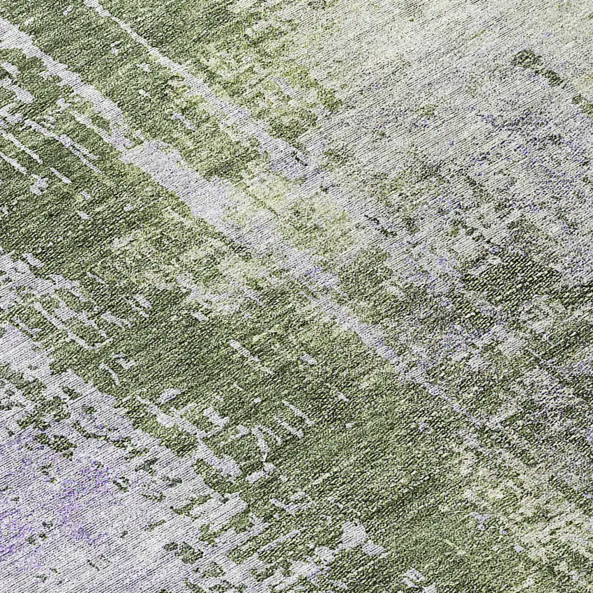 Olive Green And Purple Abstract Washable Indoor Outdoor Area Rug Photo 8