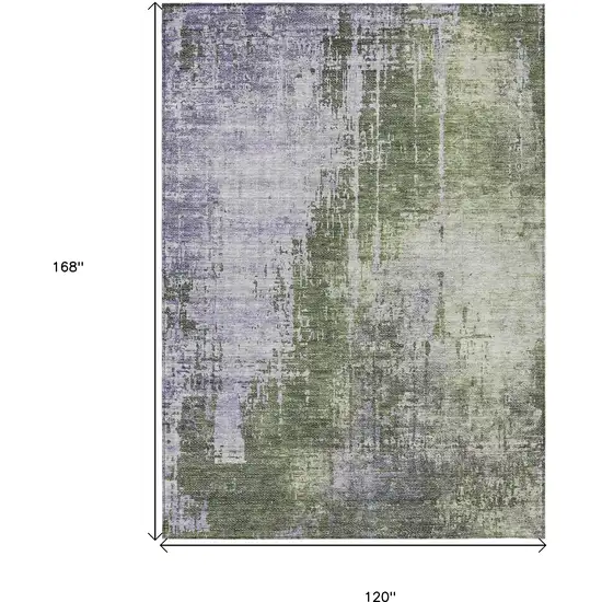 Olive Green And Purple Abstract Washable Indoor Outdoor Area Rug Photo 3