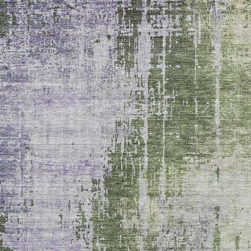 Olive Green And Purple Abstract Washable Indoor Outdoor Area Rug Photo 6