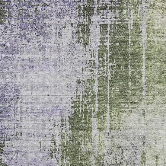 Olive Green And Purple Abstract Washable Indoor Outdoor Area Rug Photo 6