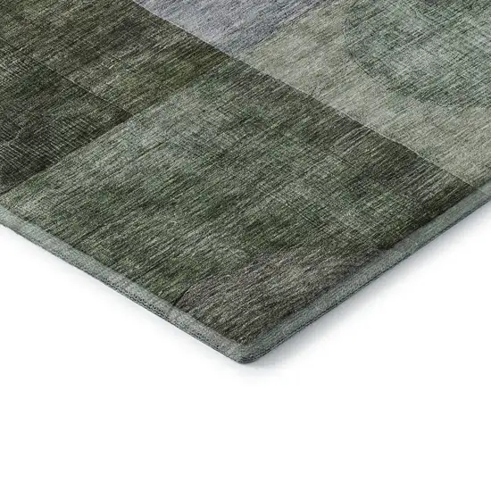 Olive Green And Purple Geometric Washable Area Rug With UV Protection Photo 7