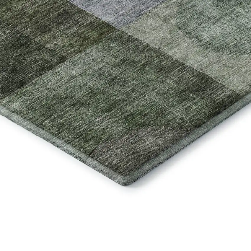 Olive Green And Purple Geometric Washable Area Rug With UV Protection Photo 6