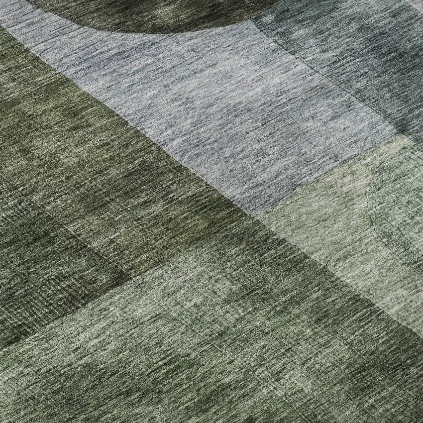 Olive Green And Purple Geometric Washable Area Rug With UV Protection Photo 9