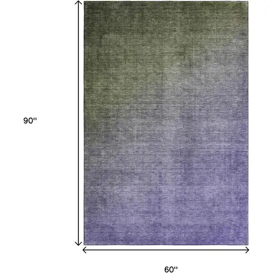 Olive Green And Purple Ombre Washable Area Rug With UV Protection Photo 9