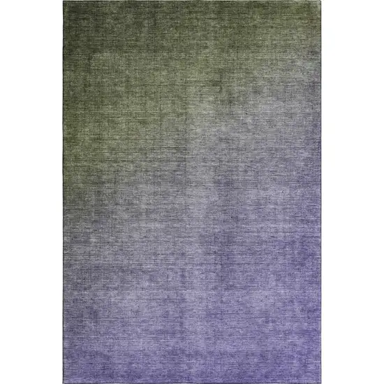 Olive Green And Purple Ombre Washable Area Rug With UV Protection Photo 1