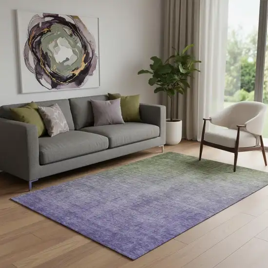 Olive Green And Purple Ombre Washable Area Rug With UV Protection Photo 1