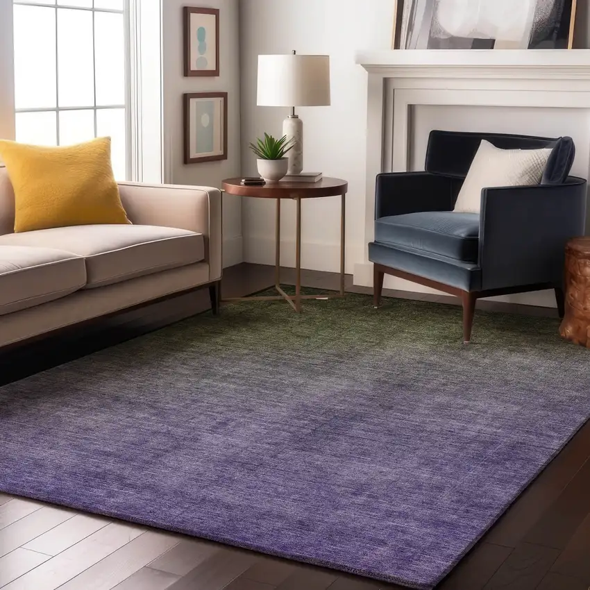 Olive Green And Purple Ombre Washable Area Rug With UV Protection Photo 4