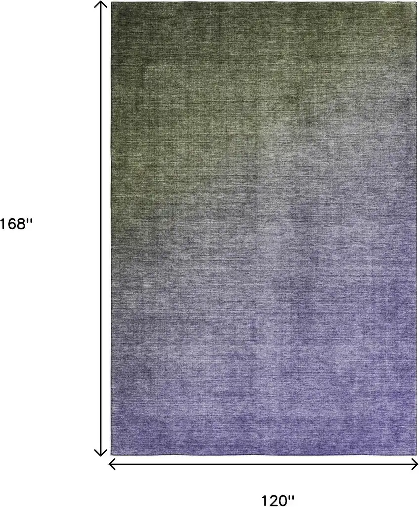 Olive Green And Purple Ombre Washable Area Rug With UV Protection Photo 3