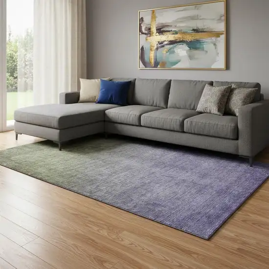 Olive Green And Purple Ombre Washable Area Rug With UV Protection Photo 1