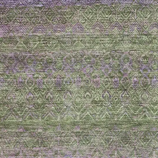 Olive Green And Purple Striped Washable Area Rug With UV Protection Photo 3