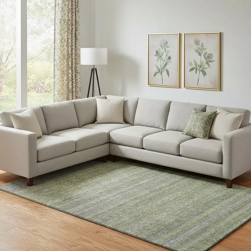 Olive Green And Purple Striped Washable Area Rug With UV Protection Photo 2