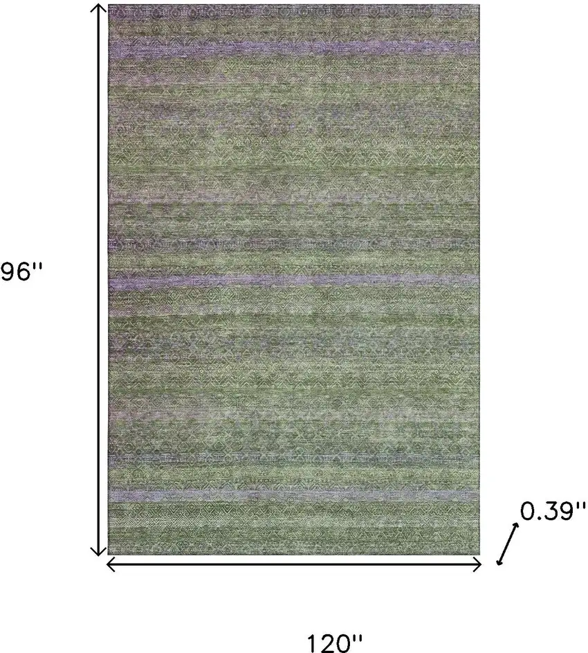Olive Green And Purple Striped Washable Area Rug With UV Protection Photo 9