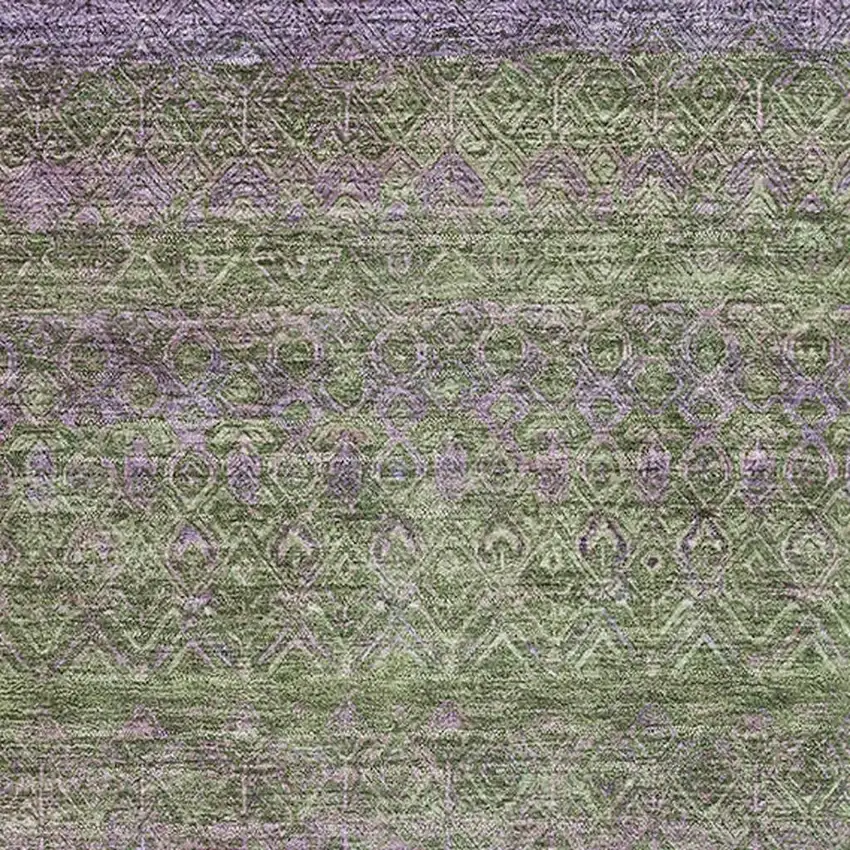 Olive Green And Purple Striped Washable Area Rug With UV Protection Photo 3