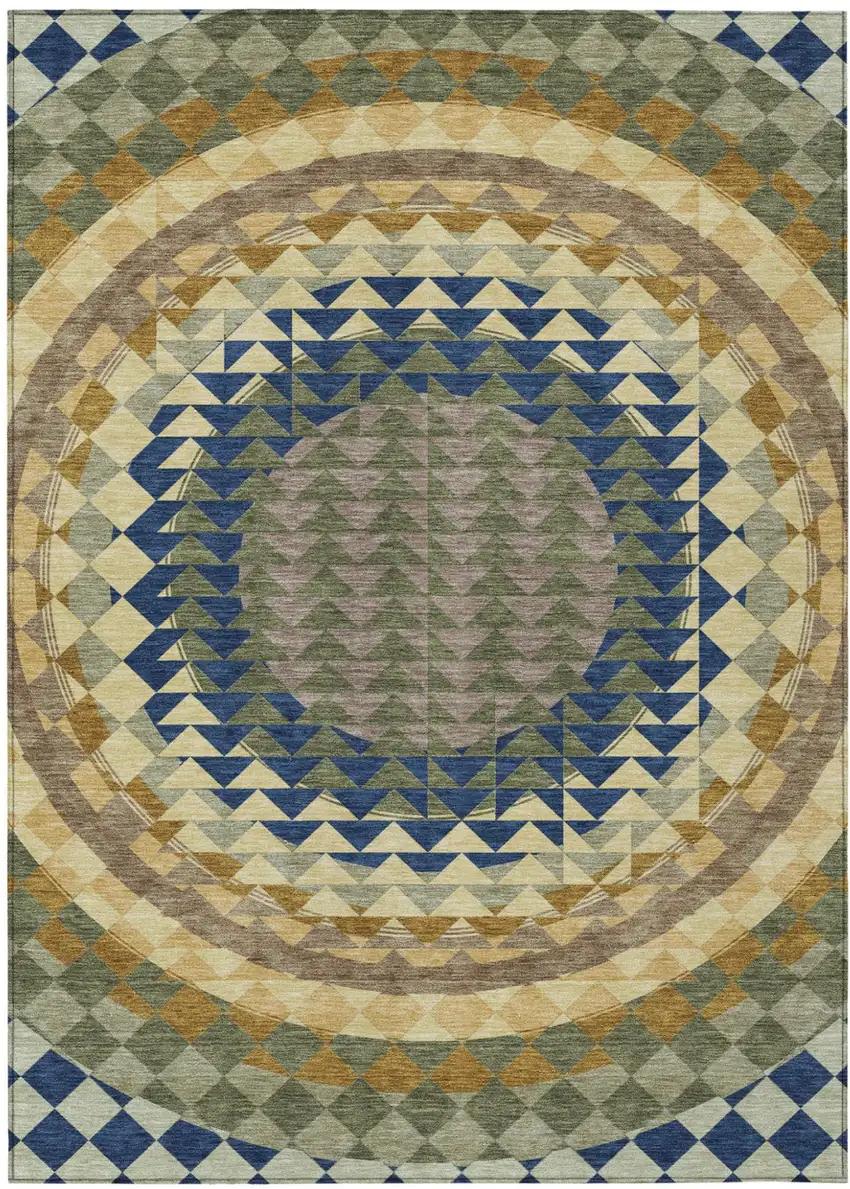 Olive Green And Rust Geometric Washable Indoor Outdoor Area Rug Photo 2