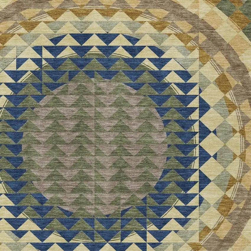 Olive Green And Rust Geometric Washable Indoor Outdoor Area Rug Photo 4