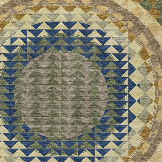 Olive Green And Rust Geometric Washable Indoor Outdoor Area Rug Photo 4