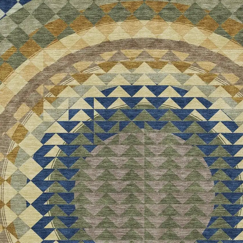Olive Green And Rust Geometric Washable Indoor Outdoor Area Rug Photo 5