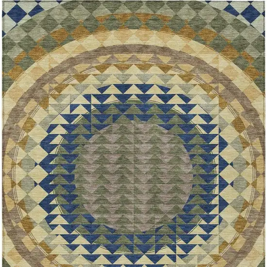 Olive Green And Rust Geometric Washable Indoor Outdoor Area Rug Photo 6