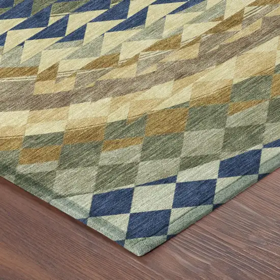Olive Green And Rust Geometric Washable Indoor Outdoor Area Rug Photo 7
