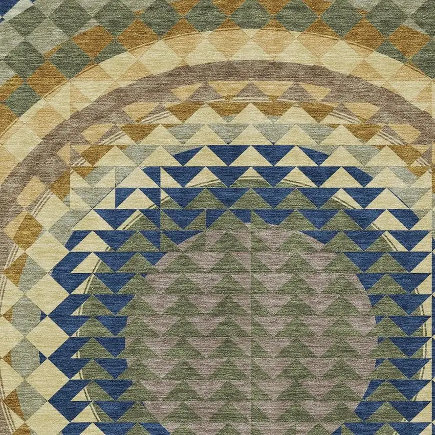 Olive Green And Rust Geometric Washable Indoor Outdoor Area Rug Photo 5