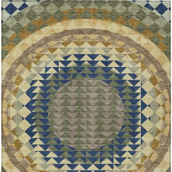 Olive Green And Rust Geometric Washable Indoor Outdoor Area Rug Photo 4