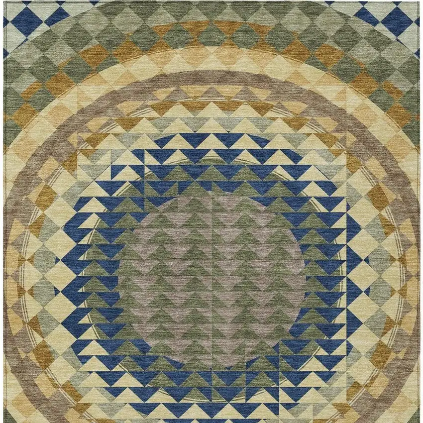 Olive Green And Rust Geometric Washable Indoor Outdoor Area Rug Photo 4