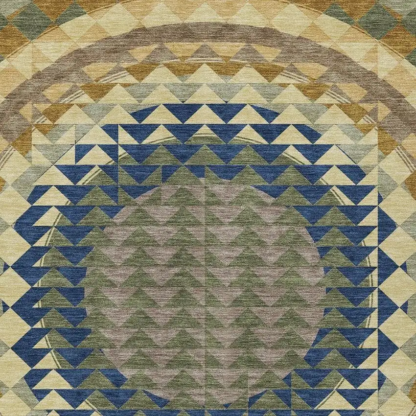 Olive Green And Rust Geometric Washable Indoor Outdoor Area Rug Photo 3