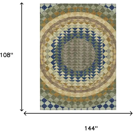 Olive Green And Rust Geometric Washable Indoor Outdoor Area Rug Photo 9