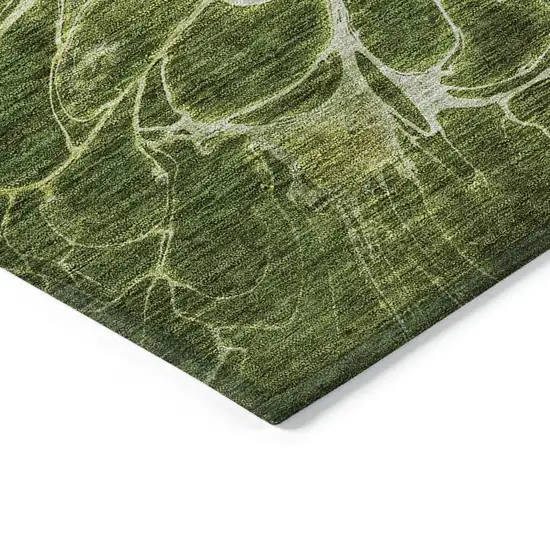 Olive Green And Sage Abstract Washable Indoor Outdoor Area Rug Photo 5