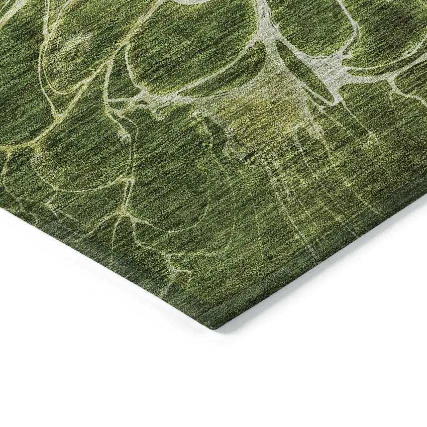 Olive Green And Sage Abstract Washable Indoor Outdoor Area Rug Photo 5