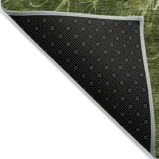 Olive Green And Sage Abstract Washable Indoor Outdoor Area Rug Photo 4