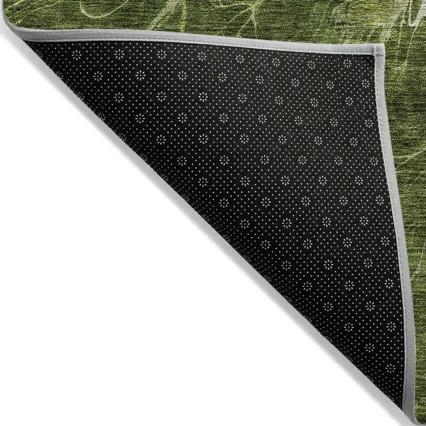 Olive Green And Sage Abstract Washable Indoor Outdoor Area Rug Photo 4
