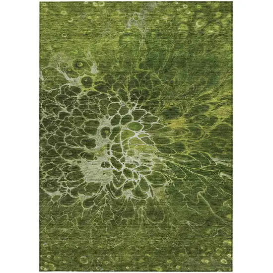 Olive Green And Sage Abstract Washable Indoor Outdoor Area Rug Photo 7