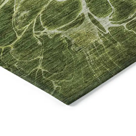 Olive Green And Sage Abstract Washable Indoor Outdoor Area Rug Photo 5