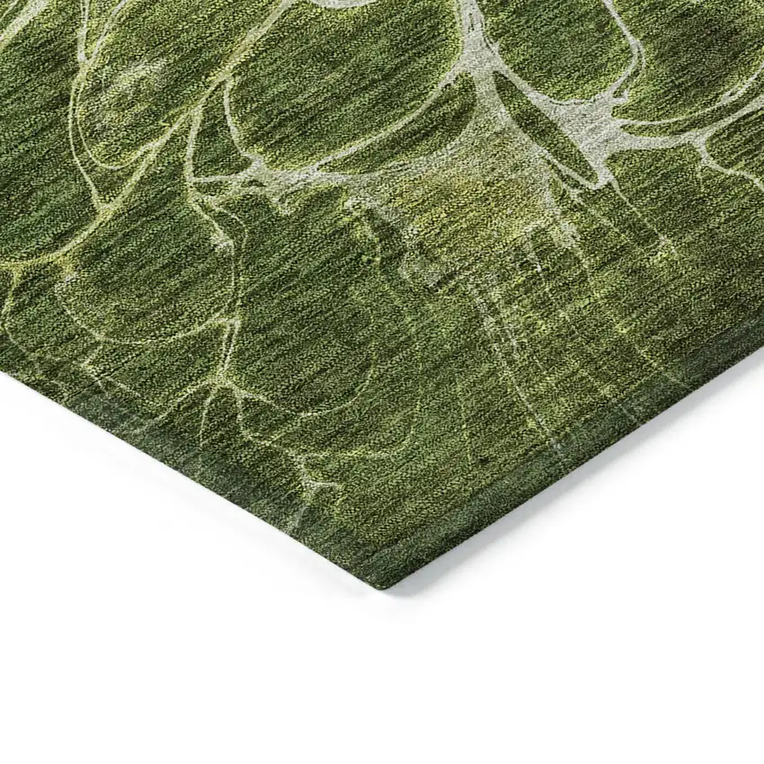 Olive Green And Sage Abstract Washable Indoor Outdoor Area Rug Photo 5