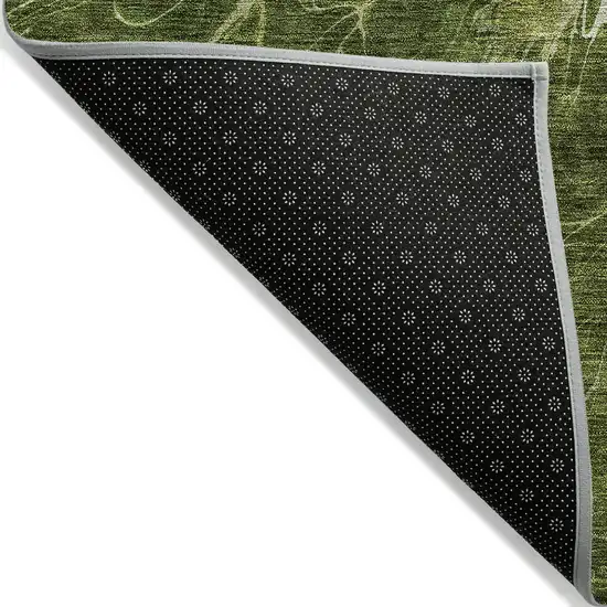 Olive Green And Sage Abstract Washable Indoor Outdoor Area Rug Photo 4