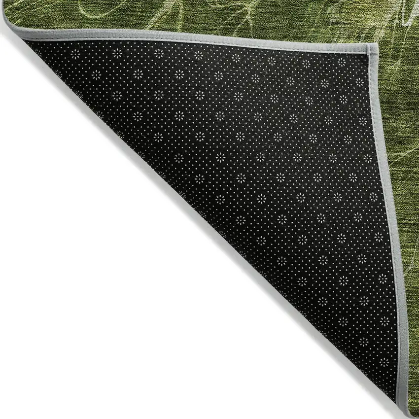 Olive Green And Sage Abstract Washable Indoor Outdoor Area Rug Photo 4