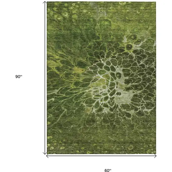 Olive Green And Sage Abstract Washable Indoor Outdoor Area Rug Photo 3