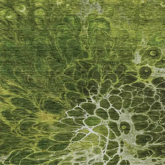 Olive Green And Sage Abstract Washable Indoor Outdoor Area Rug Photo 6