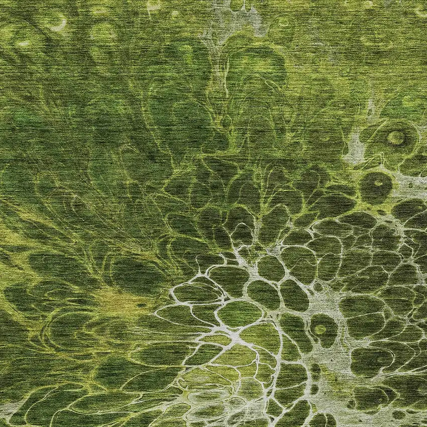 Olive Green And Sage Abstract Washable Indoor Outdoor Area Rug Photo 6