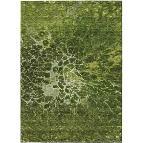 Olive Green And Sage Abstract Washable Indoor Outdoor Area Rug Photo 7