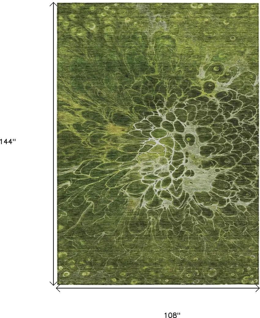 Olive Green And Sage Abstract Washable Indoor Outdoor Area Rug Photo 3
