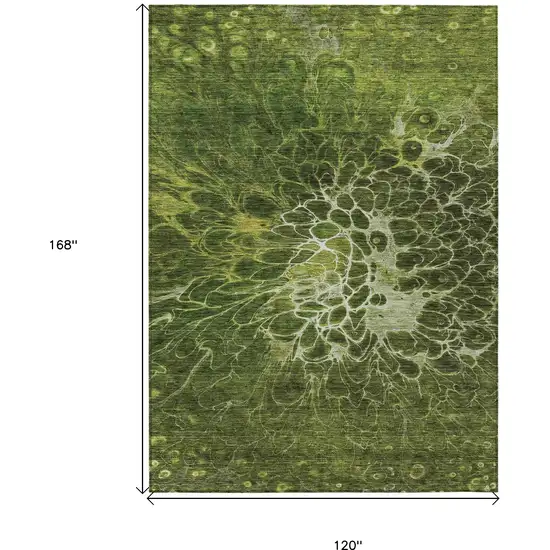 Olive Green And Sage Abstract Washable Indoor Outdoor Area Rug Photo 3