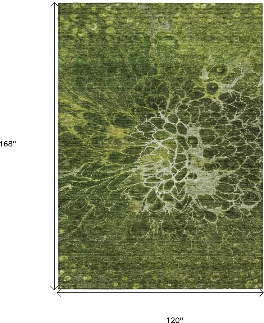 Olive Green And Sage Abstract Washable Indoor Outdoor Area Rug Photo 3
