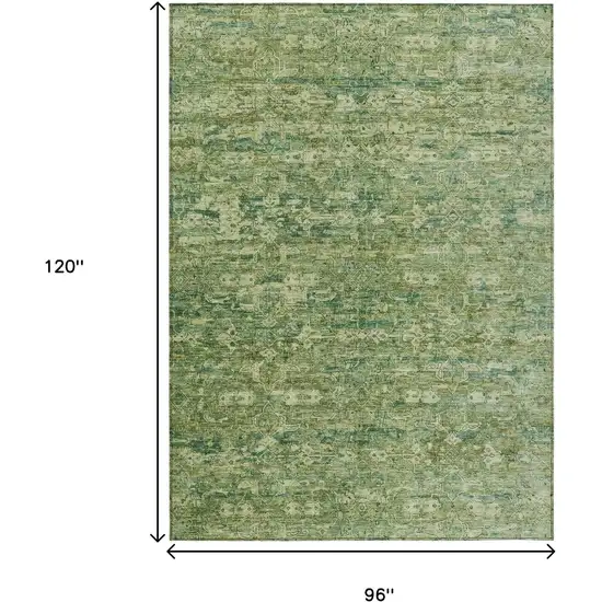 Olive Green And Sage Ikat Washable Indoor Outdoor Area Rug Photo 3