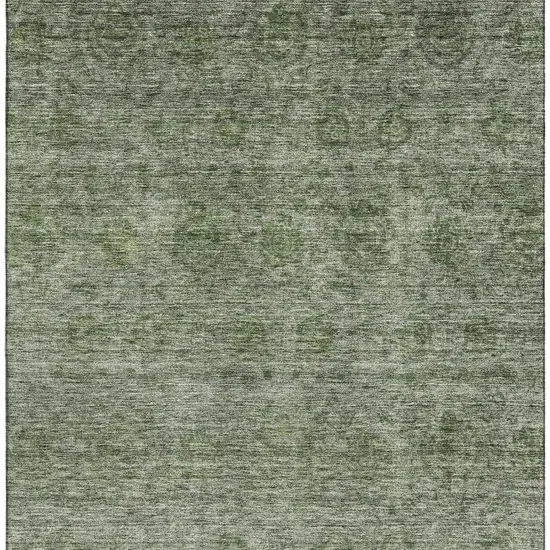 Olive Green And Silver Abstract Washable Area Rug With UV Protection Photo 3
