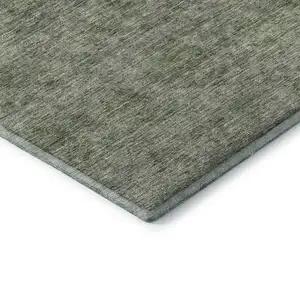 Photo of Olive Green And Silver Abstract Washable Area Rug With UV Protection