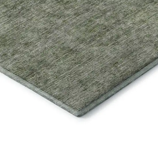 Olive Green And Silver Abstract Washable Area Rug With UV Protection Photo 7